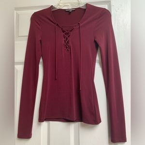 Express Burgundy Lace Up Top. Size: XS